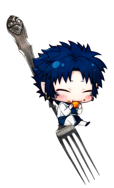 image of Dramatical Murder character Ren sitting on a dining fork